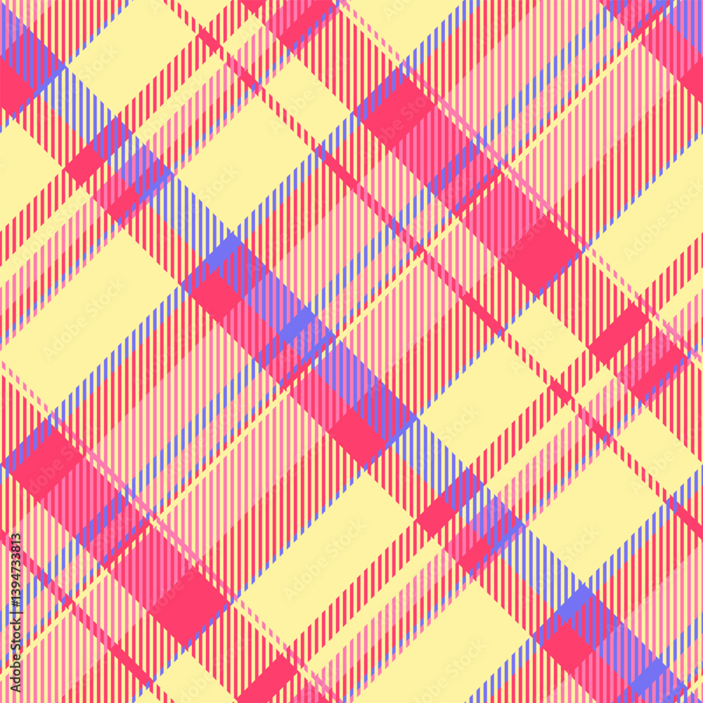 Glen check textile fabric, pop vector background plaid. Japanese seamless texture tartan pattern in yellow and red colors.