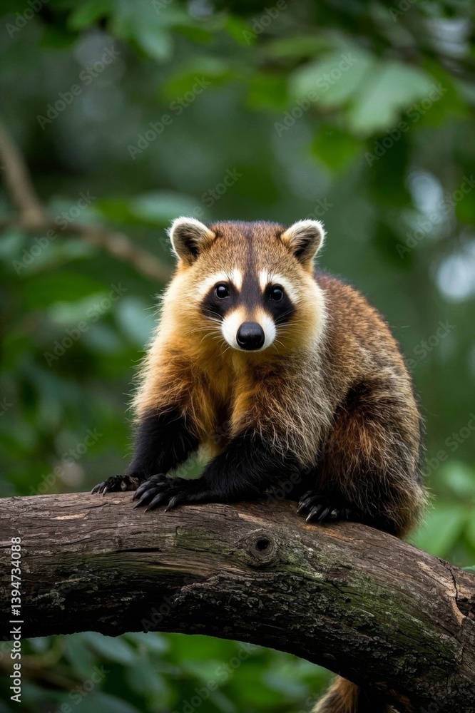 Obraz premium there is a raccoon sitting on a branch in the forest