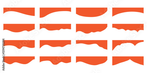 Collection of wavy decorative border for web design element vector. Website divider border vector illustration