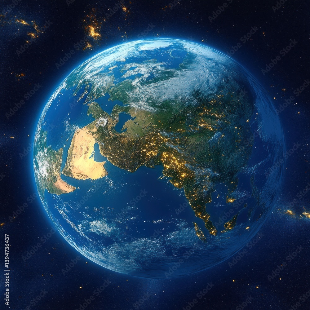 Obraz premium Satellite View of Europe and Surrounding Continents from Space