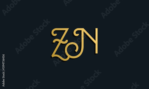 Luxury fashion initial letter ZN logo.