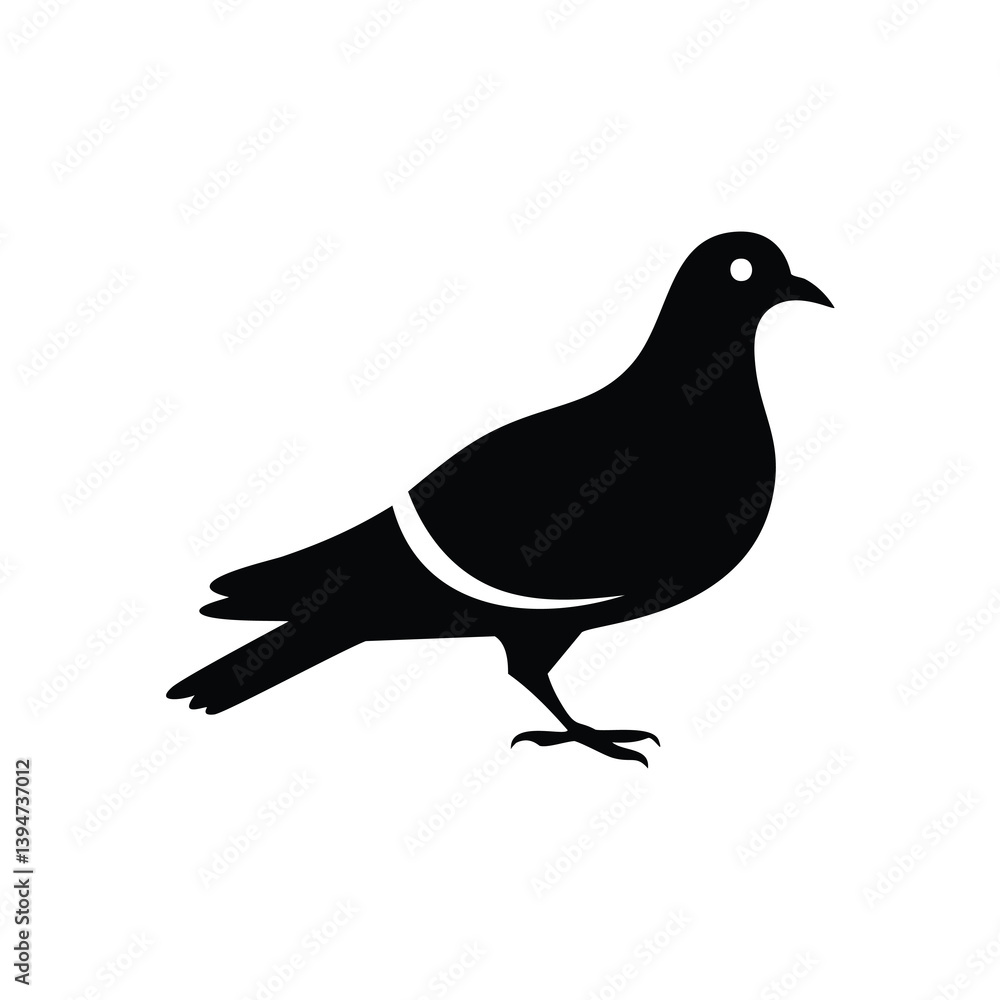 Fototapeta premium Animal and Bird Silhouette Icons Set – Vector Collection of Farm Animals, Birds, and Pets in Black Silhouette Style