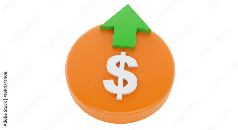 Isolated Dollar Sign with Arrow Up Isolated Dollar Sign with Arrow Up