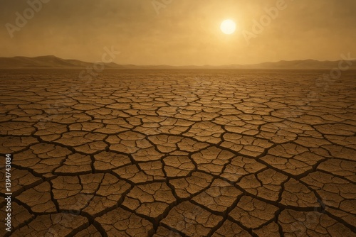 Obraz na płótnie Arid cracked desert landscape sun w salonie