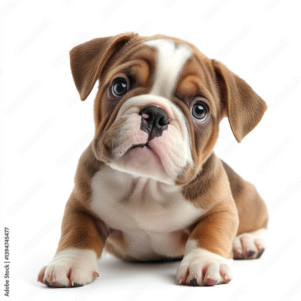 Adorable Brown and White Bulldog Puppy Portrait Adorable Brown and White Bulldog Puppy Portrait