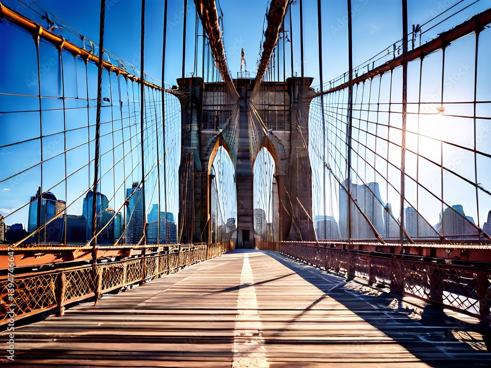 Fototapeta premium Brooklyn Bridge with a View of the Manhattan Skyline