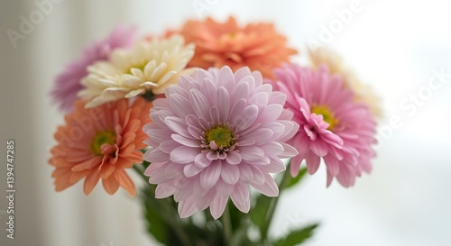 Pastel Pink and Orange Chrysanthemum Bouquet Close up