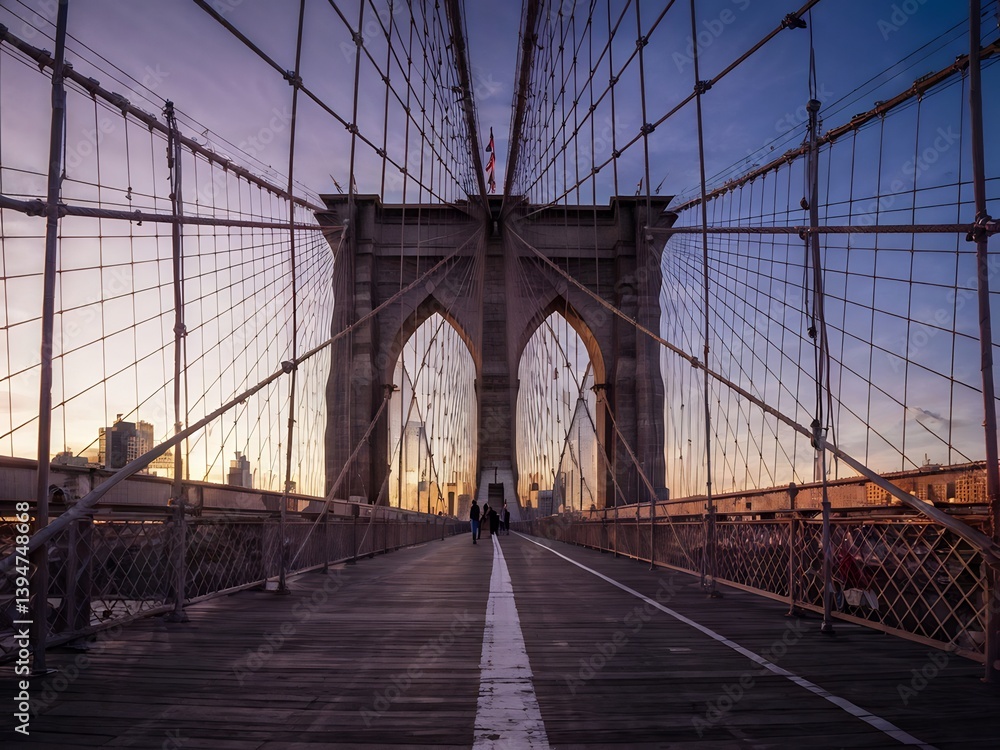 Fototapeta premium The Brooklyn Bridge: A Walk in the Evening