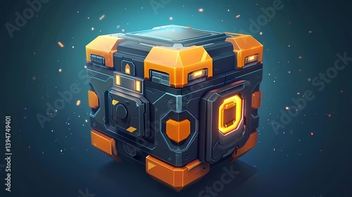 A square space badge loot crate with enlisted rank  Mobile Game, Generative AI illustrations.