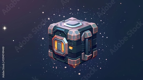 A square space badge loot crate with enlisted rank  Mobile Game, Generative AI illustrations.