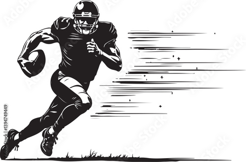 American Gridiron Shadows: Dynamic Silhouettes of Football Athletes in Action"
