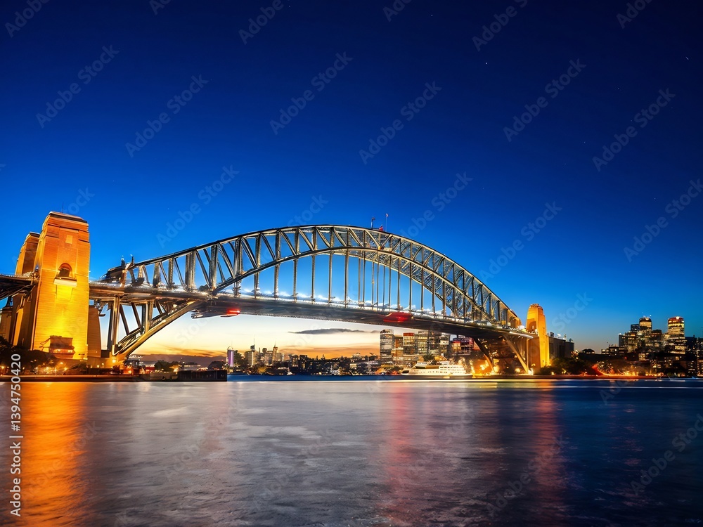 Sydney Harbour Bridge at Night with City Skyline Sydney Harbour Bridge at Night with City Skyline