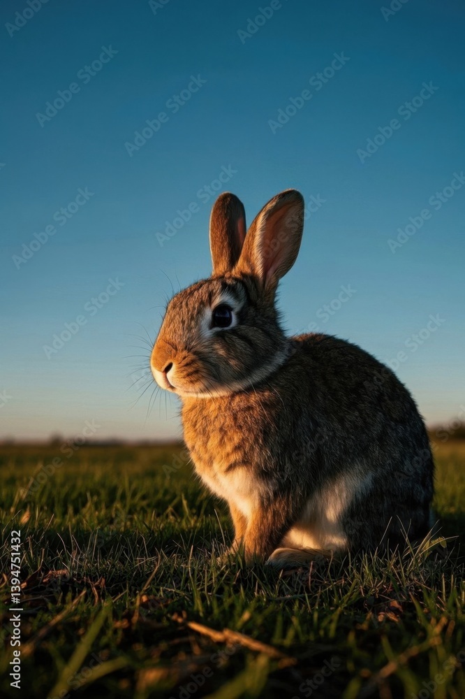 Fototapeta premium there is a rabbit sitting in the grass on a sunny day