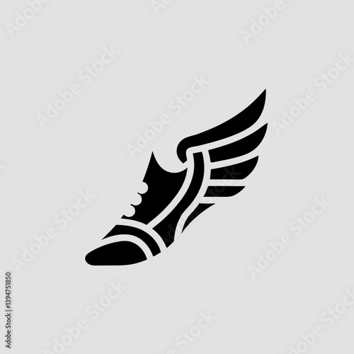 A sporty shoe logo featuring a running shoe with a wing icon, symbolizing speed and agility