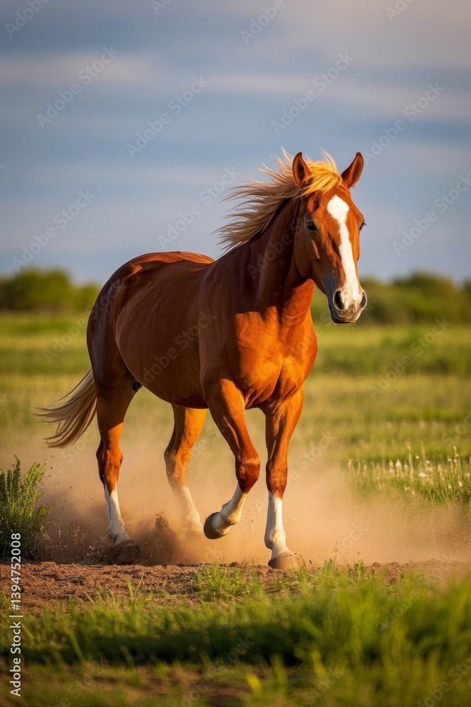 Obraz premium there is a horse running on the dirt in the field