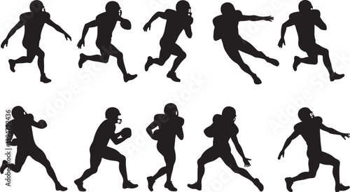 American Gridiron Shadows: Dynamic Silhouettes of Football Athletes in Action"