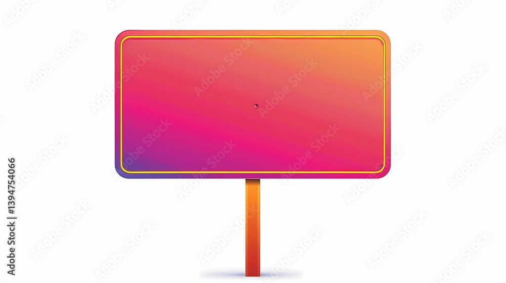 A vibrant horizontal rectangular road sign, blank space for text placement, pure white background, Generative AI illustrations.