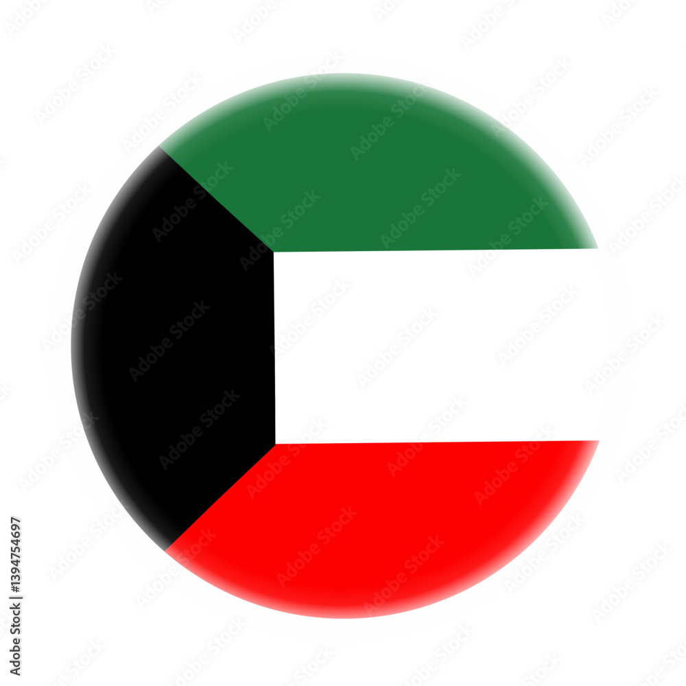 Glowing Round Kuwait Flag Glowing Round Kuwait Flag