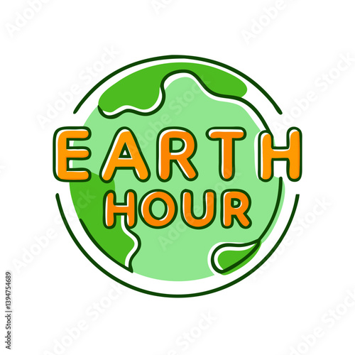 Earth Hour logo with globe design on transparent background  