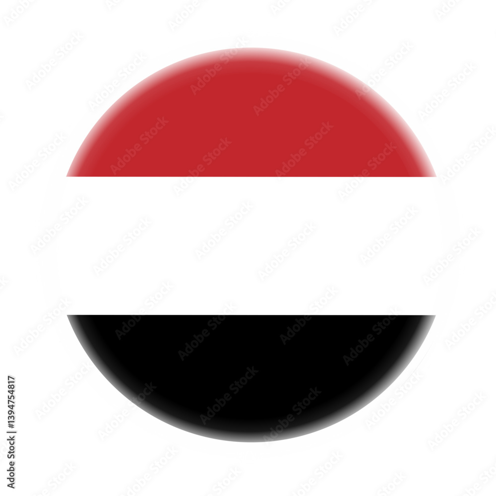 Naklejka premium Glowing Round Yemen Flag