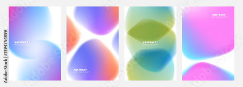 Set of abstract backgrounds with blurred color stains. Bright color gradients. Vibrant defocused shapes for creative graphic design. Vector illustration.