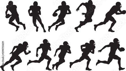 Wallpaper Mural American Gridiron Shadows: Dynamic Silhouettes of Football Athletes in Action" Torontodigital.ca