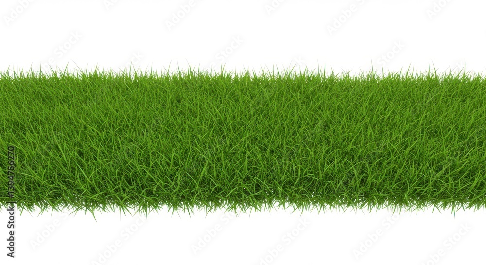 A close up view of a strip of green grass against a plain white background in a studio setting isolated on white background A close up view of a strip of green grass against a plain white background in a studio setting isolated on white background