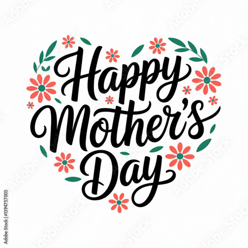 Happy Mothers Day lettering .Vector illustration isolated on white background. Handmade calligraphy . Mother's day card