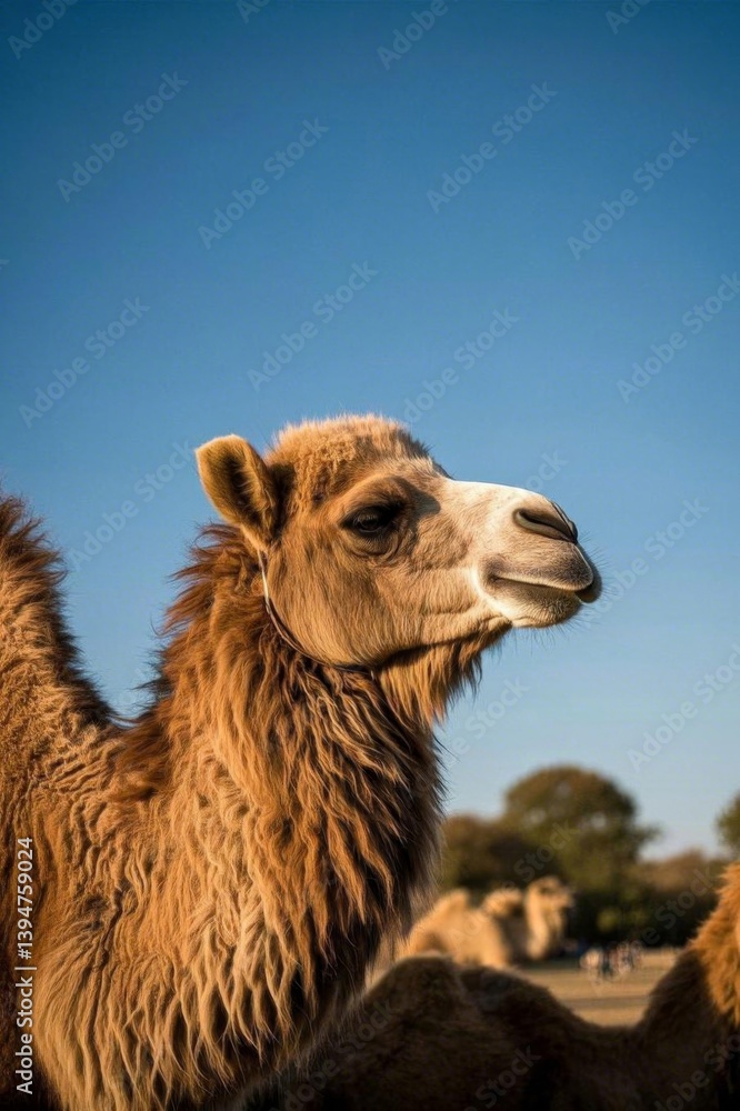 Fototapeta premium there is a camel that is standing in the dirt