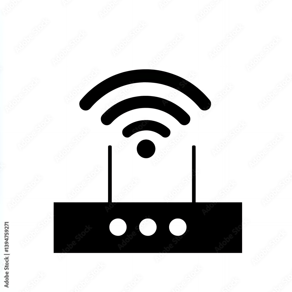 wifi router icon with broadcast signal lines wifi router icon with broadcast signal lines