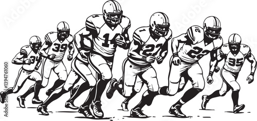 American Gridiron Shadows: Dynamic Silhouettes of Football Athletes in Action"