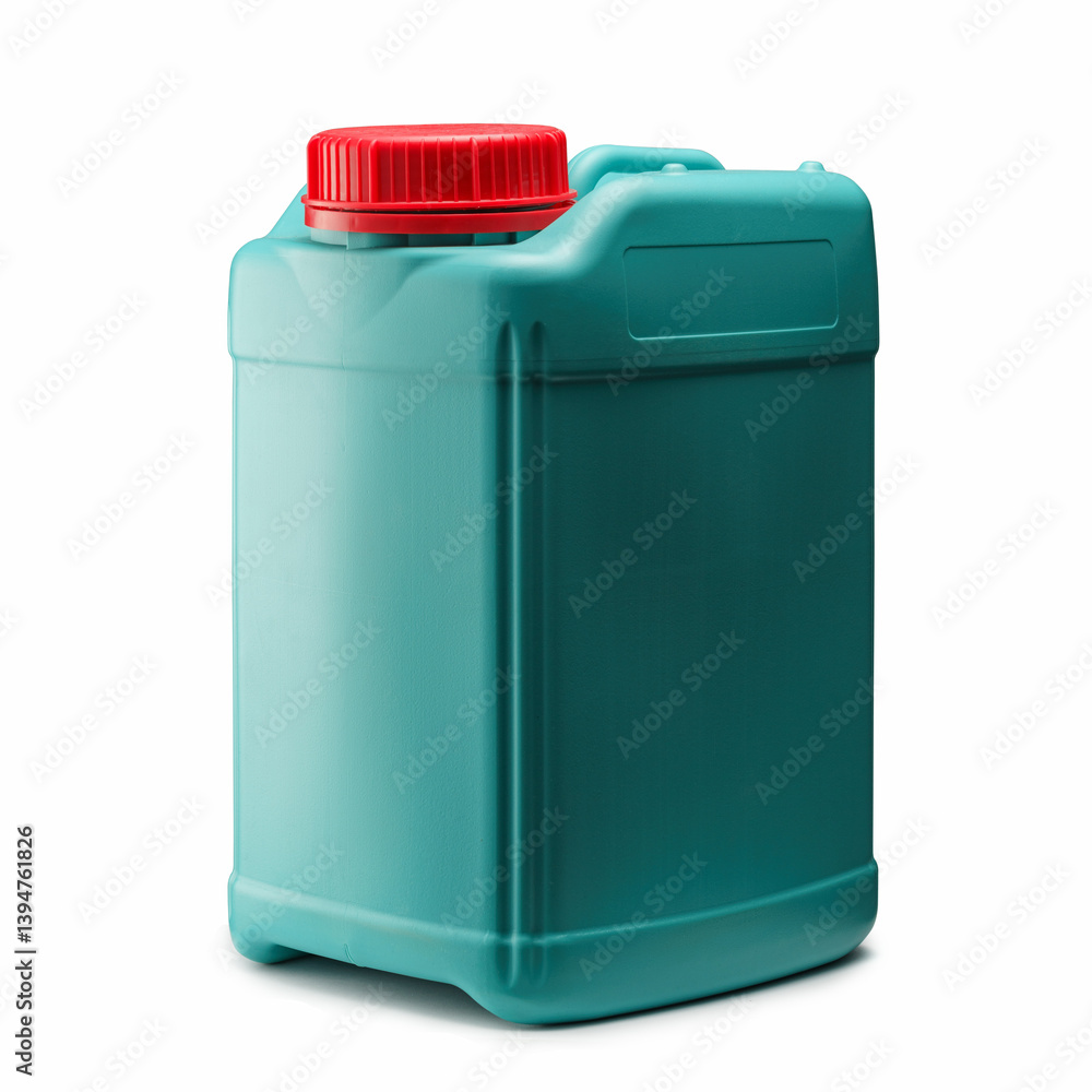 Plastikowy pojemnik, kontener, bańka w kolorze zielonym na wyizolowanym tle