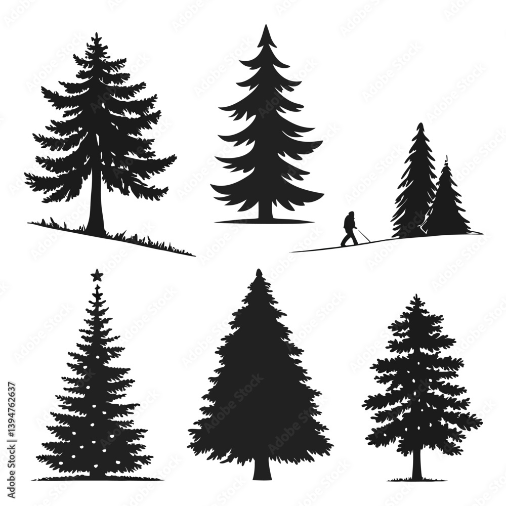 Obraz premium “Tree Silhouettes: Nature’s Shadows in Minimalist Beauty”