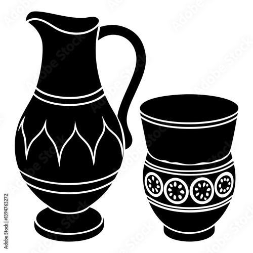 Decorative jug and Mug illustration