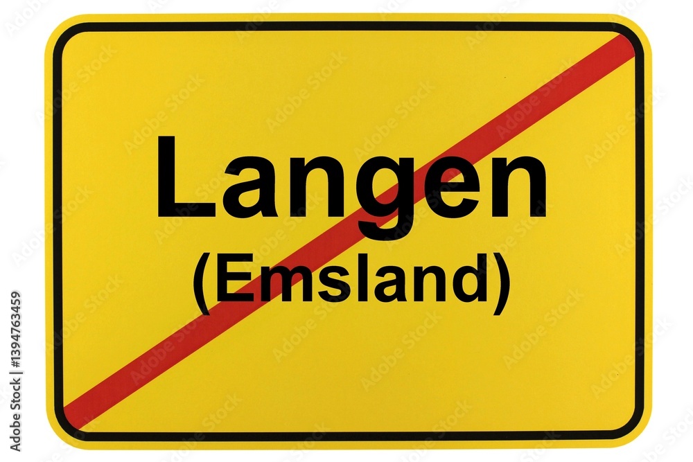 Illustration eines Ortsschildes der Gemeinde Langen (Emsland) in Niedersachsen Illustration eines Ortsschildes der Gemeinde Langen (Emsland) in Niedersachsen