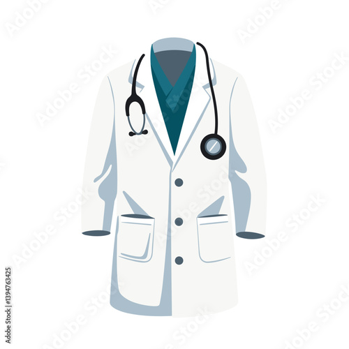 Medical coat with stethoscope on a white background  
