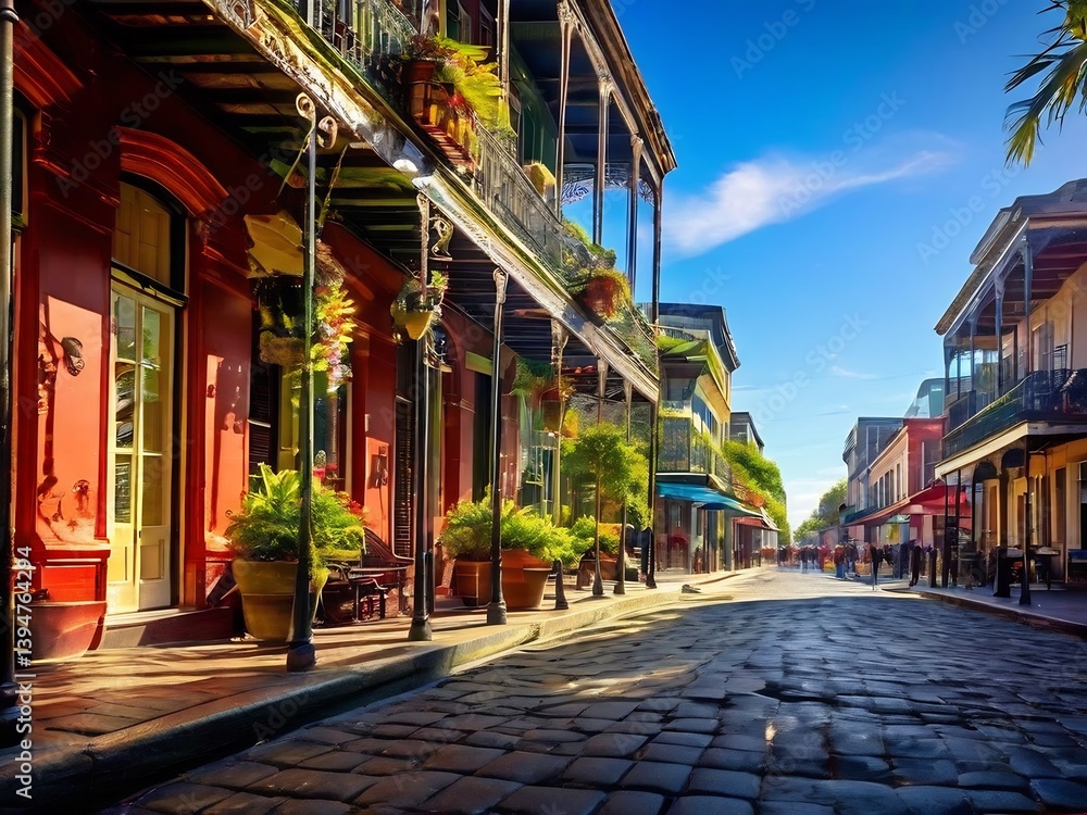 Fototapeta premium Cobblestone Street in New Orleans