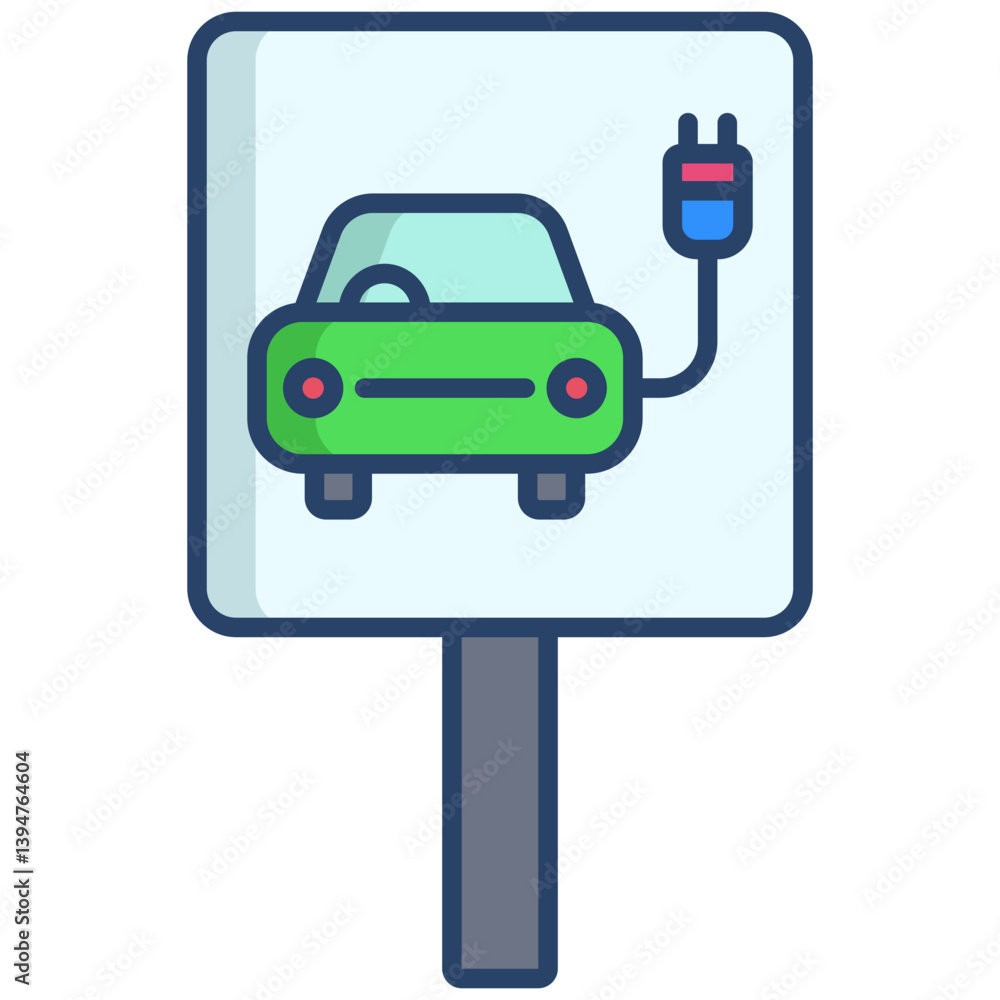 Linear color EV station board icon Linear color EV station board icon