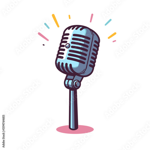 Retro microphone illustration with colorful accents  
