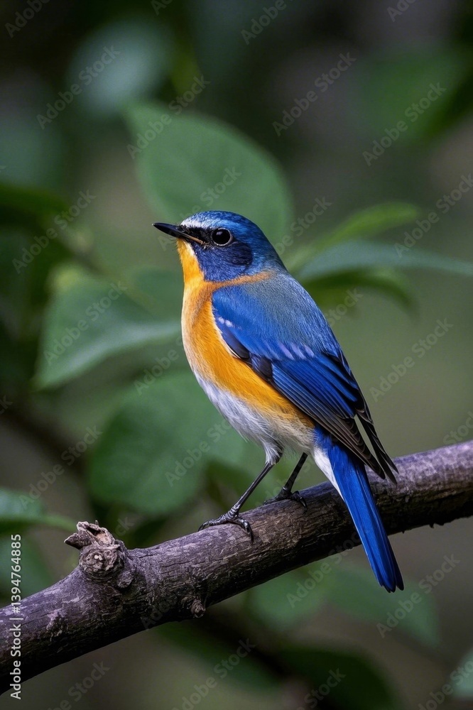 Fototapeta premium there is a blue and yellow bird sitting on a branch