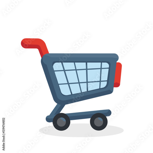 Shopping cart illustration in flat design style with bright colors  