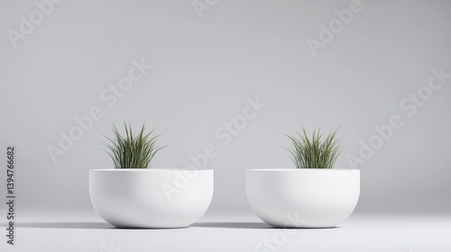 Wallpaper Mural Two simple white bowls with grass Torontodigital.ca