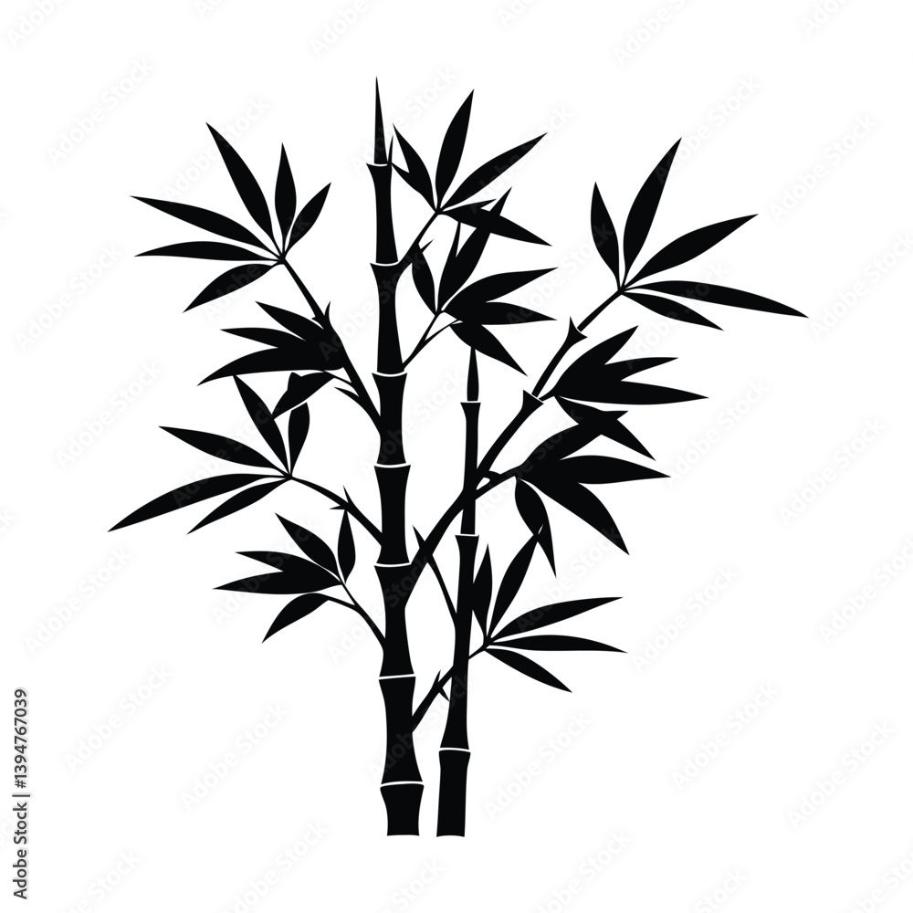 Obraz premium Bamboo Silhouette Swaying Vector Art