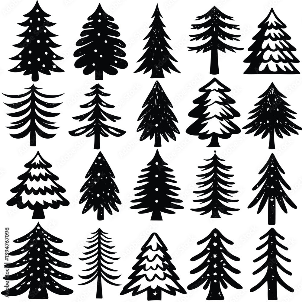 Obraz premium “Tree Silhouettes: Nature’s Shadows in Minimalist Beauty”