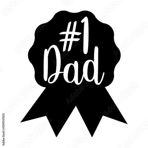 Día del padre. Logo con silueta de escarapela con texto #1 Dad. Premio al mejor padre