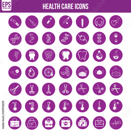 Print Health Checkup Line Icon Set – Comprehensive Medical Care and Patient Diagnosis Icon Collection - Editable Stroke Design purple color flie 4.eps sick leave, sick icon, illness, wellness, hospita