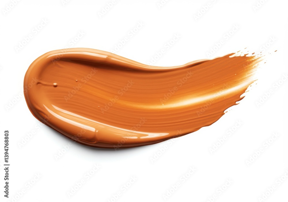 A swatch of orange foundation makeup on a white background with visible texture and smooth application isolated on white background A swatch of orange foundation makeup on a white background with visible texture and smooth application isolated on white background