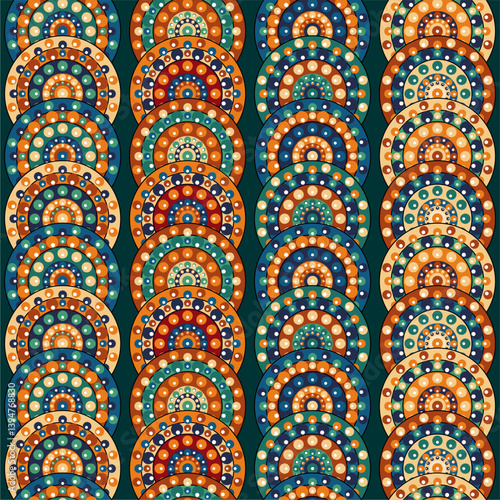 Cuadro en lienzo Seamless pattern with dot mandalas vector illustration background ethnic print f
