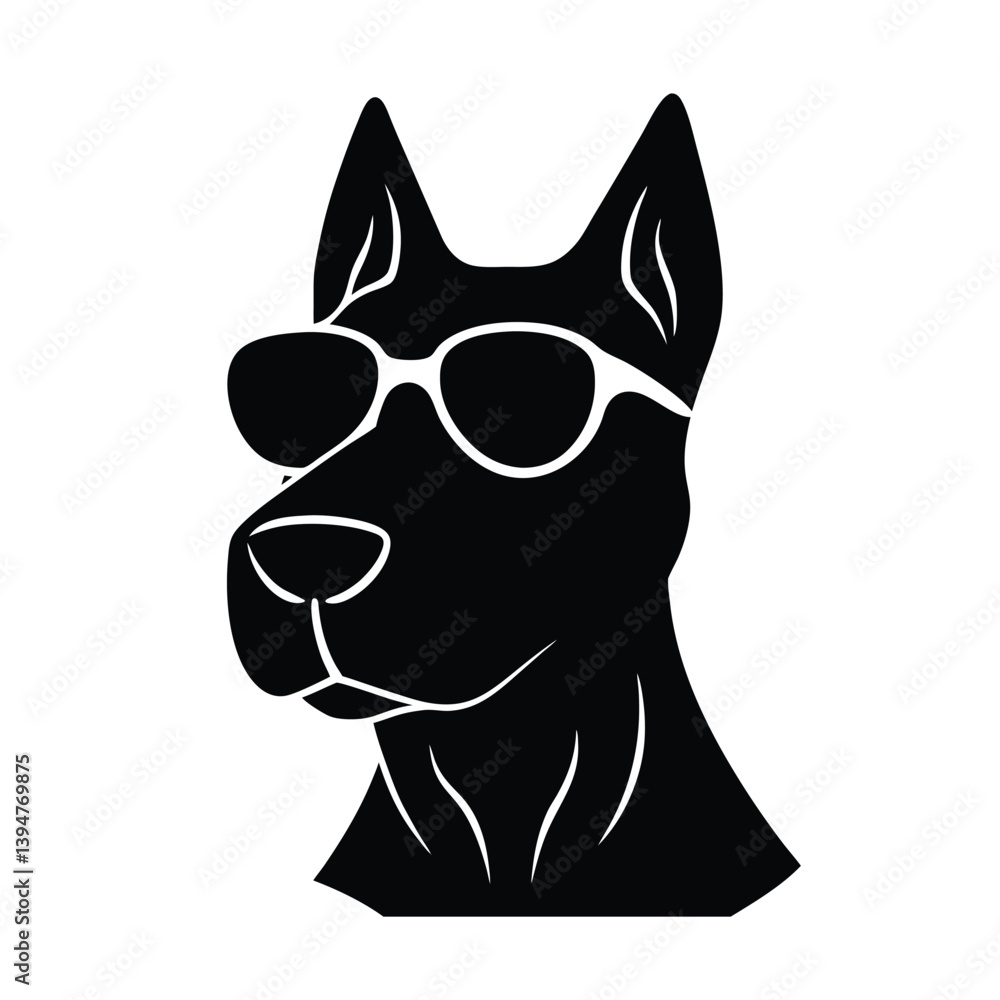 Fototapeta premium Dog Silhouette With Sunglasses Silhouette