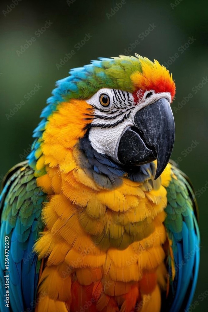 Obraz premium brightly colored parrot with a red, yellow, and blue beak